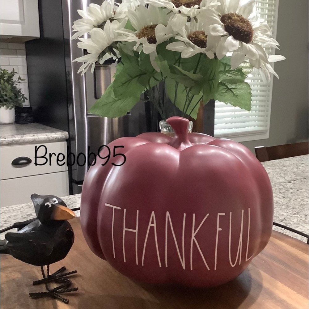 Rae Dunn Burgundy Thankful Pumpkin Accent- LAST ONE